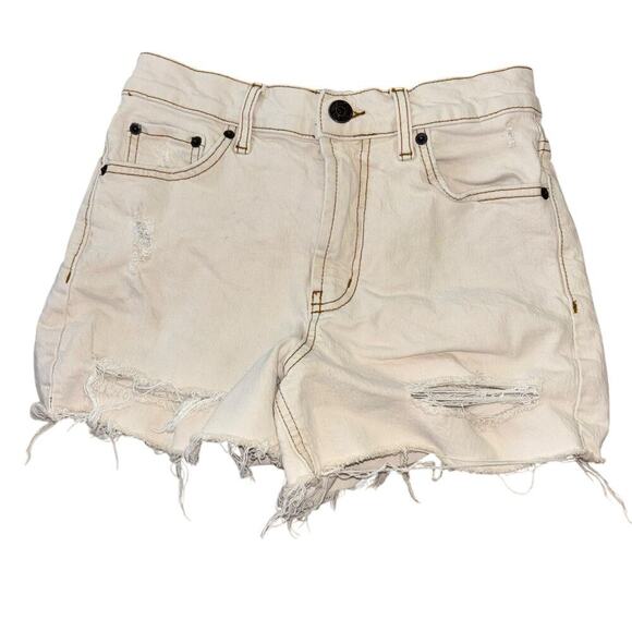 BDG Pants - BDG Urban Outfitters Cream Tan Denim Shorts Women's 26 Frayed Cowgirl Distressed